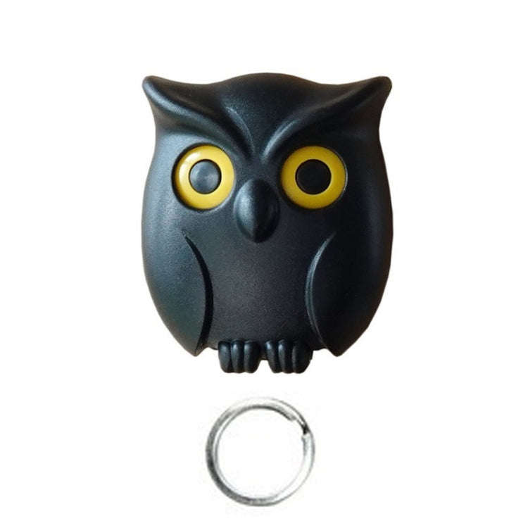 Owl Magnetic Key Hook Door Entrance Foyer Bag Key Storage Hook Wall Hanging Traceless Hanger(Black)