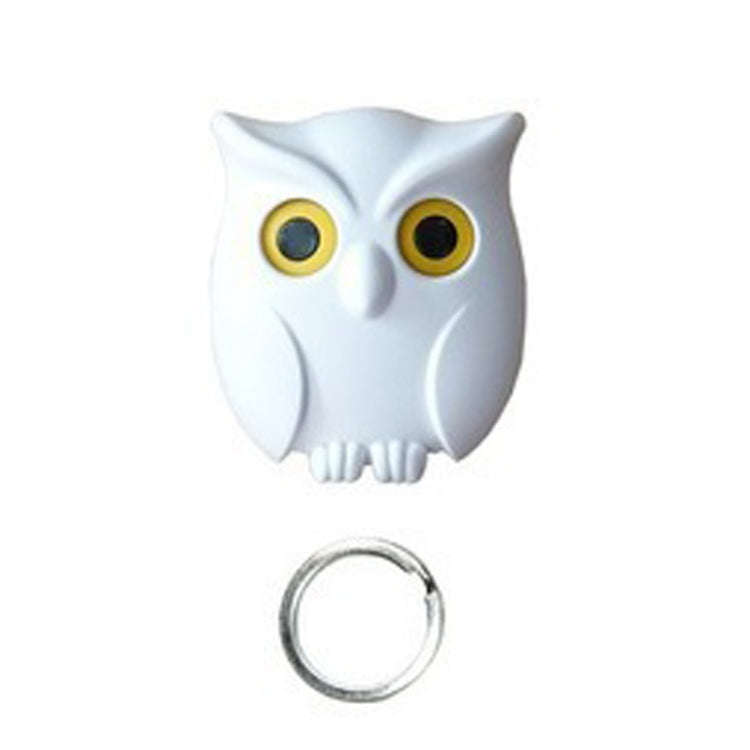 Owl Magnetic Key Hook Door Entrance Foyer Bag Key Storage Hook Wall Hanging Traceless Hanger(White)