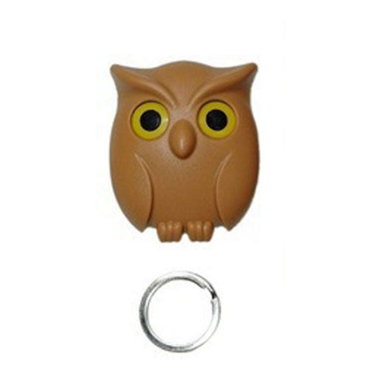 Owl Magnetic Key Hook Door Entrance Foyer Bag Key Storage Hook Wall Hanging Traceless Hanger(Coffee)