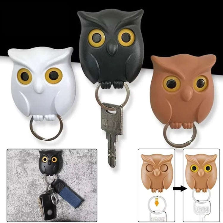 Owl Magnetic Key Hook Door Entrance Foyer Bag Key Storage Hook Wall Hanging Traceless Hanger(White)