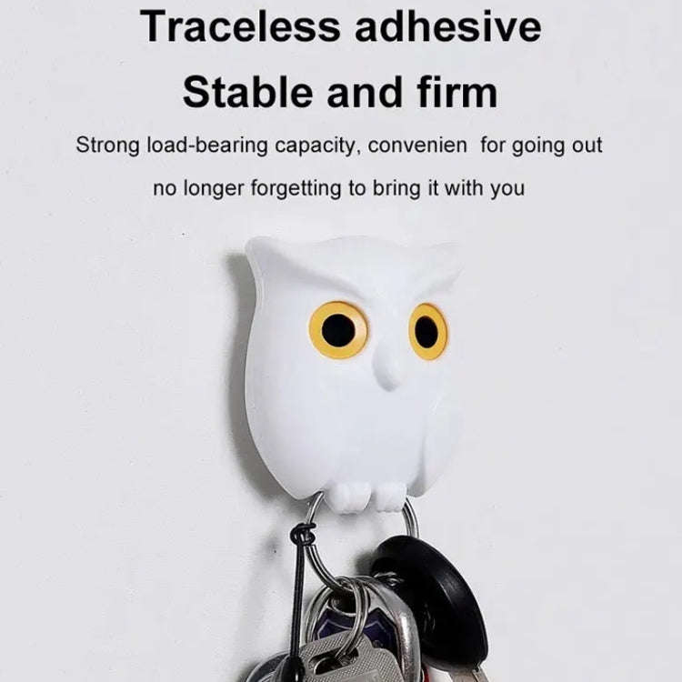 Owl Magnetic Key Hook Door Entrance Foyer Bag Key Storage Hook Wall Hanging Traceless Hanger(White)