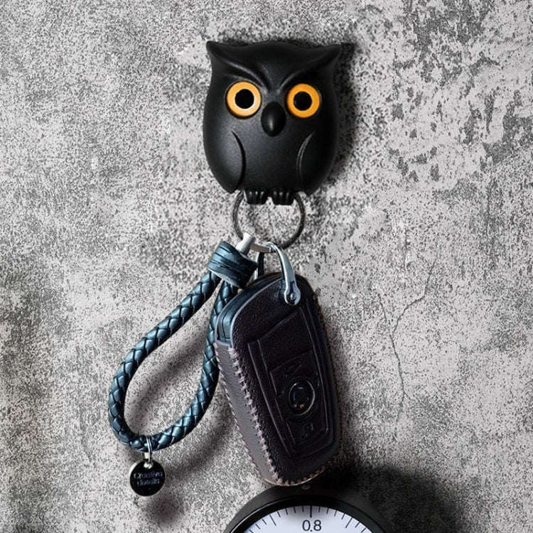 Owl Magnetic Key Hook Door Entrance Foyer Bag Key Storage Hook Wall Hanging Traceless Hanger(White)