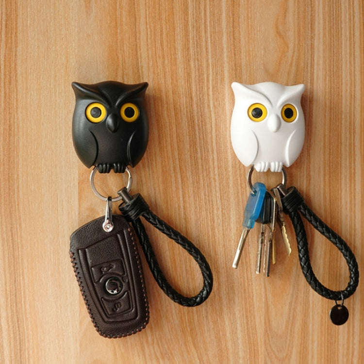 Owl Magnetic Key Hook Door Entrance Foyer Bag Key Storage Hook Wall Hanging Traceless Hanger(White)