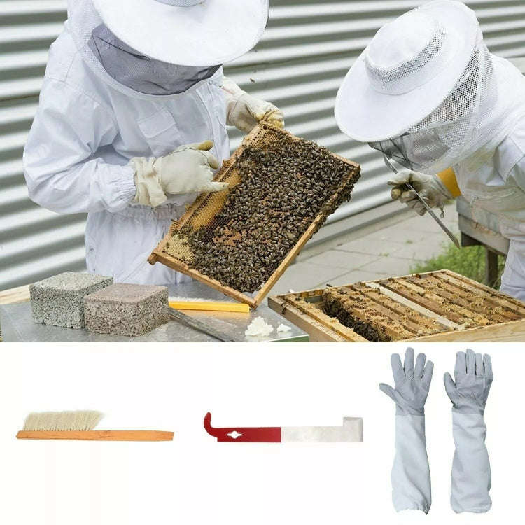 4-in-1 Anti-bee Clothing + Scraper + Bee Brush + Anti-bee Gloves Beekeeping Set(Free Size)