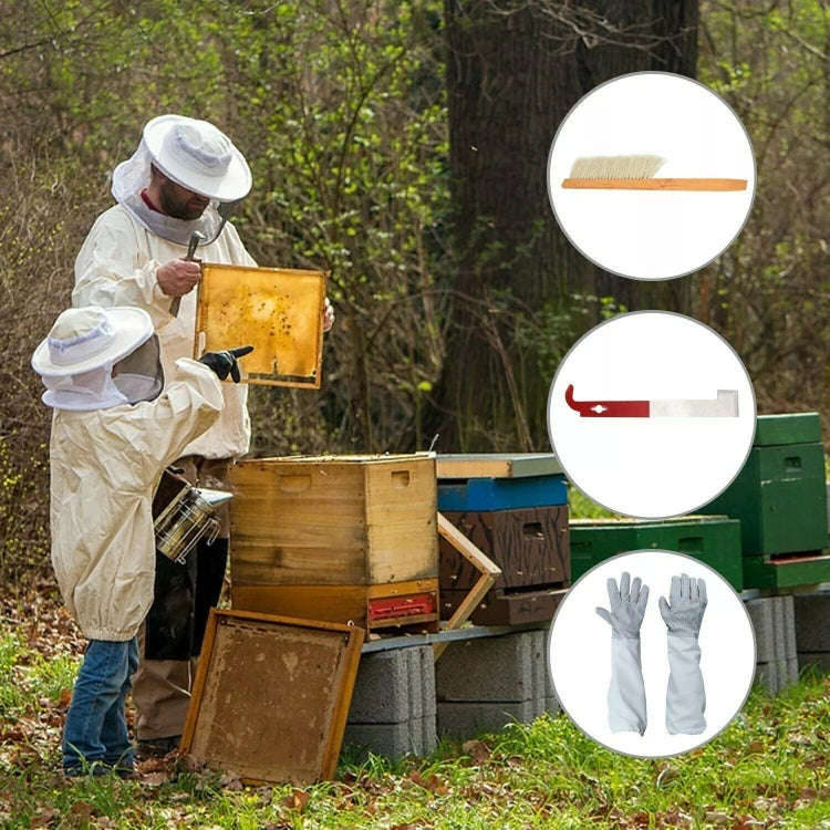 4-in-1 Anti-bee Clothing + Scraper + Bee Brush + Anti-bee Gloves Beekeeping Set(Free Size)