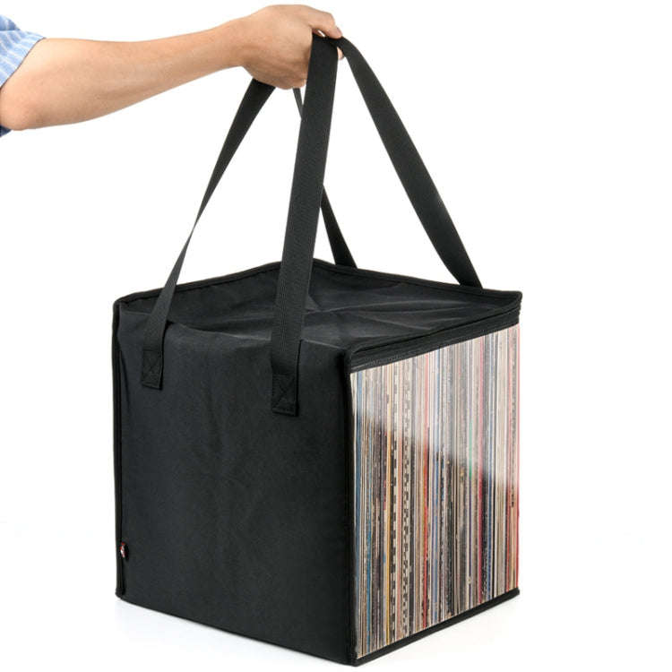 Transparent Vinyl Record Storage Bag Holds up to 50 Vinyl Albums Within 12 Inch(Black)