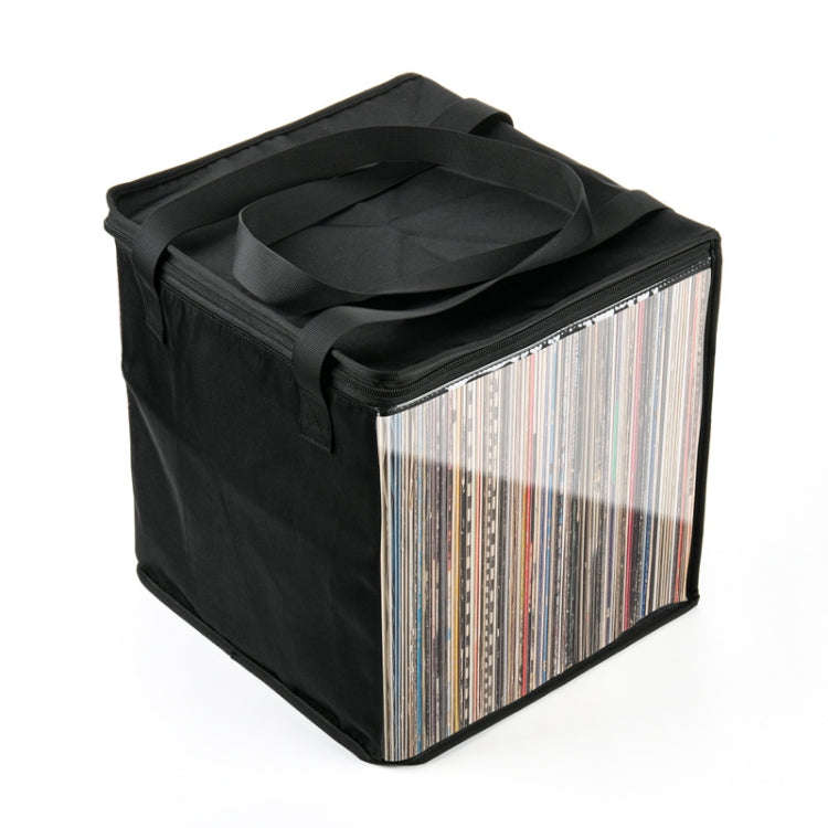 Transparent Vinyl Record Storage Bag Holds up to 50 Vinyl Albums Within 12 Inch(Black)