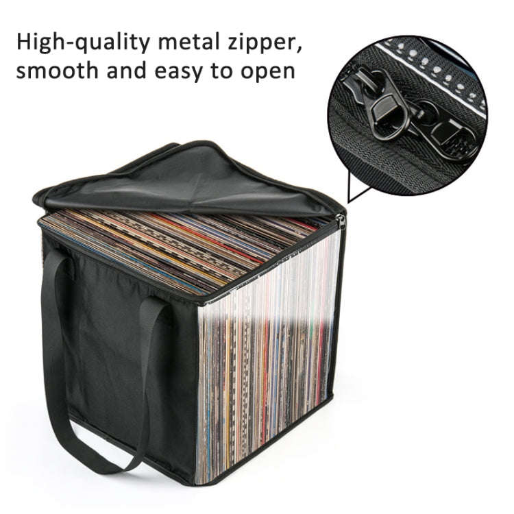 Transparent Vinyl Record Storage Bag Holds up to 50 Vinyl Albums Within 12 Inch(Black)
