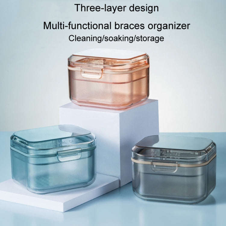3-layer Denture Case Invisible Orthodontic Retainer Storage Box Drainage Layered Braces Cleaning ...