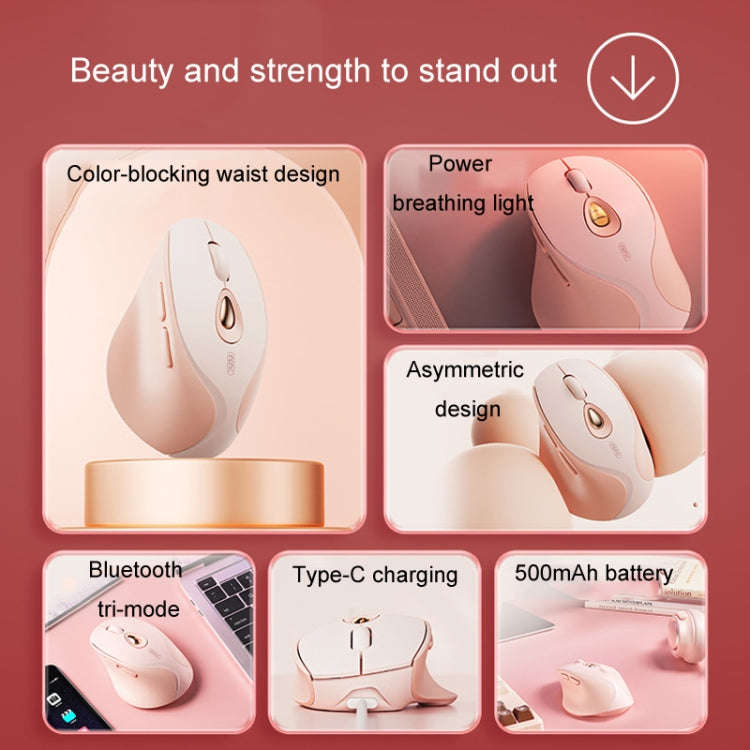 Inphic DR801 2.4G+Bluetooth 5.0/4.0 Wireless Mouse USB Tri-Mode Mute Rechargeable Girls Office Ho...