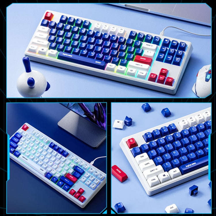 Inphic K902 Wired Keyboard 87 Keys Mute Light-up Mecha Office Home Gaming Computer Keyboard(Blue ...