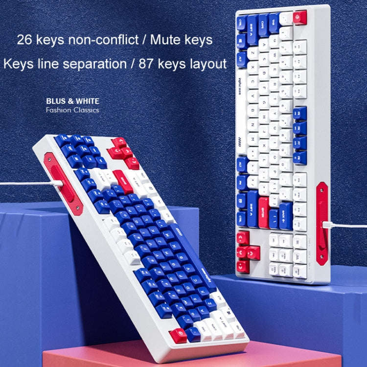 Inphic K902 Wired Keyboard 87 Keys Mute Light-up Mecha Office Home Gaming Computer Keyboard(Blue ...
