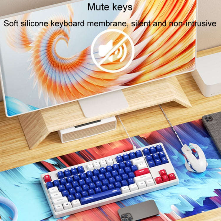Inphic K902 Wired Keyboard 87 Keys Mute Light-up Mecha Office Home Gaming Computer Keyboard(Blue ...