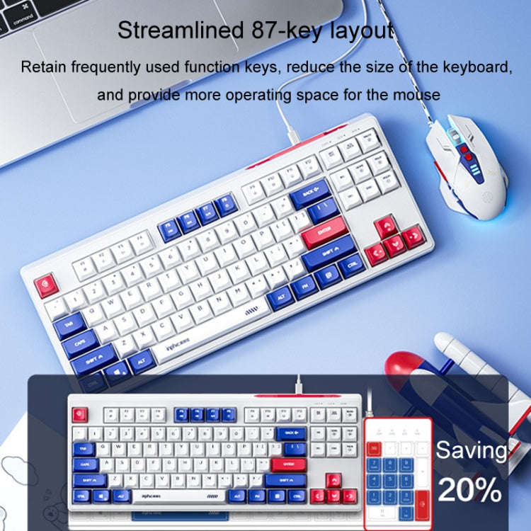 Inphic K902 Wired Keyboard 87 Keys Mute Light-up Mecha Office Home Gaming Computer Keyboard(Blue ...