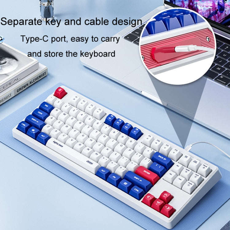 Inphic K902 Wired Keyboard 87 Keys Mute Light-up Mecha Office Home Gaming Computer Keyboard(Blue ...