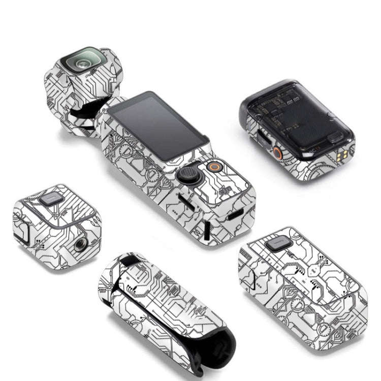 For DJI Pocket 3 Camera Stickers Anti-scratch Non-adhesive Protective Film(Circuit White)