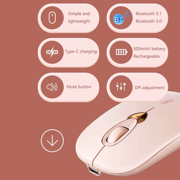 Inphic Q8 Gen 2 Bluetooth Mouse Wireless Silent Charging Office Business Girls Laptop Mouse(Milk ...