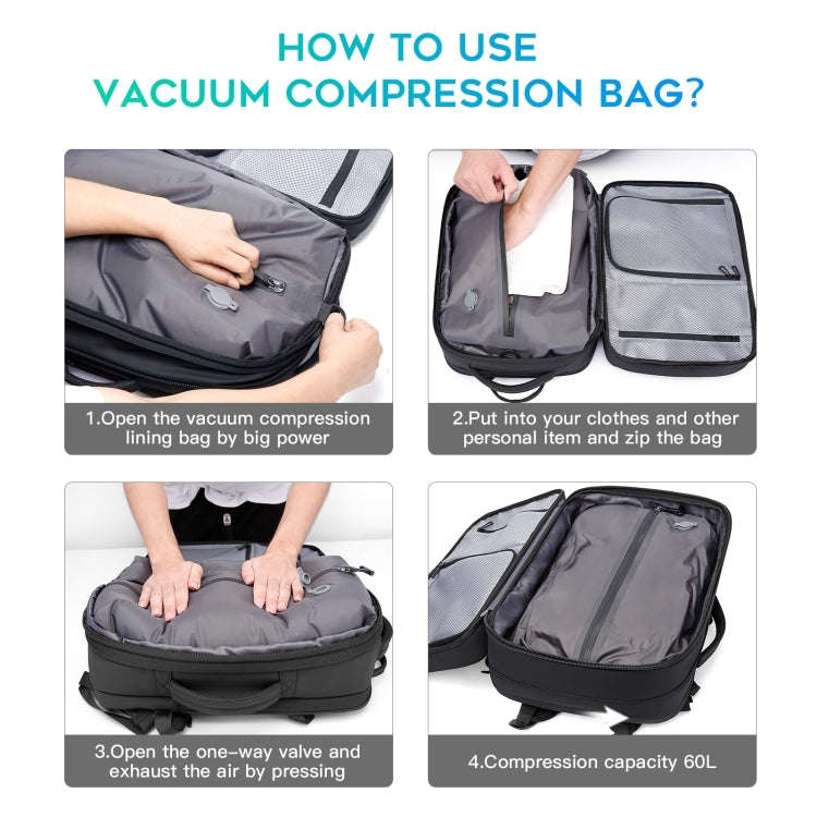 BANGE BG-3028 Men Shoulder Bag Vacuum Compression Large Capacity Expansion Leisure Backpacks(Blue)