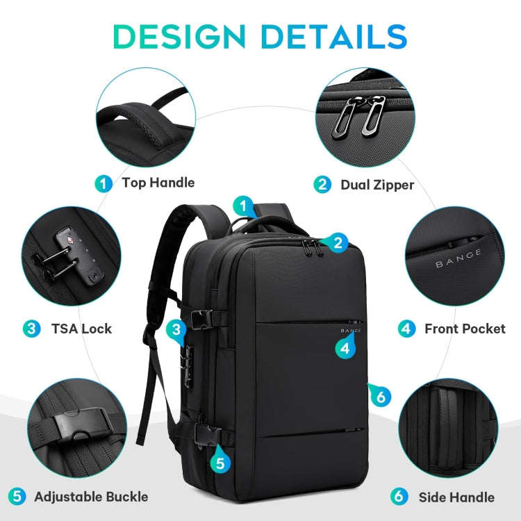 BANGE BG-3028 Men Shoulder Bag Vacuum Compression Large Capacity Expansion Leisure Backpacks(Blue)
