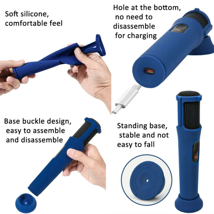 For JBL PartyBox Wireless Mic Silicone Protective Cover Microphone Case(Blue)