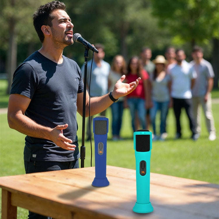 For JBL PartyBox Wireless Mic Silicone Protective Cover Microphone Case(Blue)