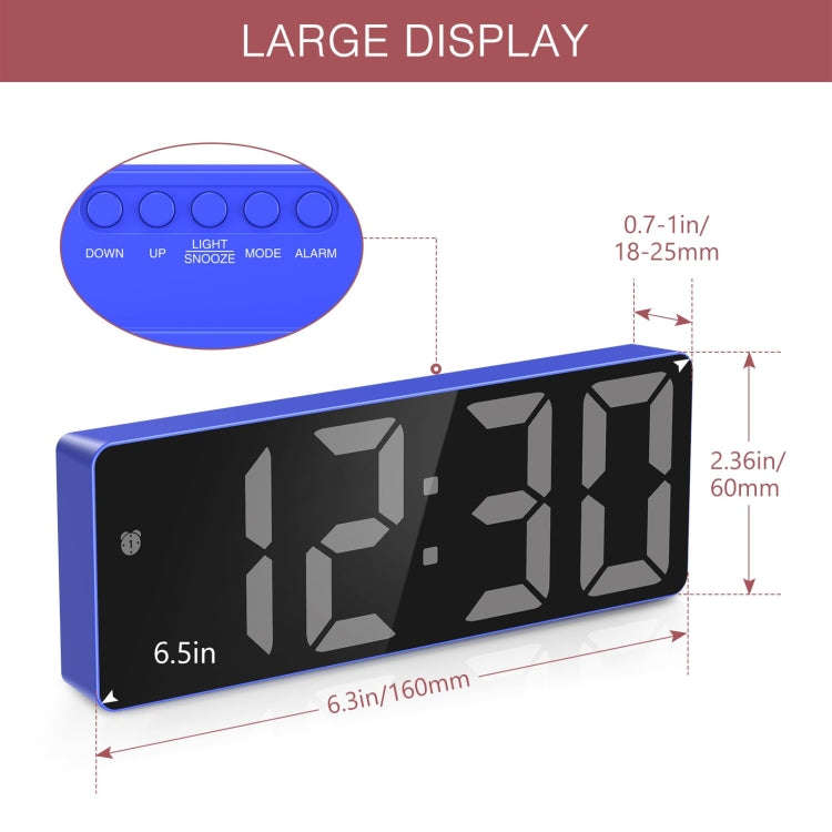 JX012 Multifunctional LED Electronic Clock Battery Plug-in Dual-purpose Bedside Alarm Clock(Blue)