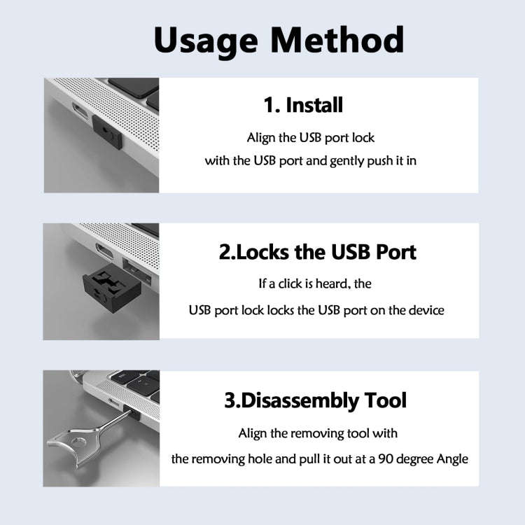 Computer USB 2.0/3.0 Sealing Lock Removable Dust Plug, Color: Gray 2 Plug+1 Key