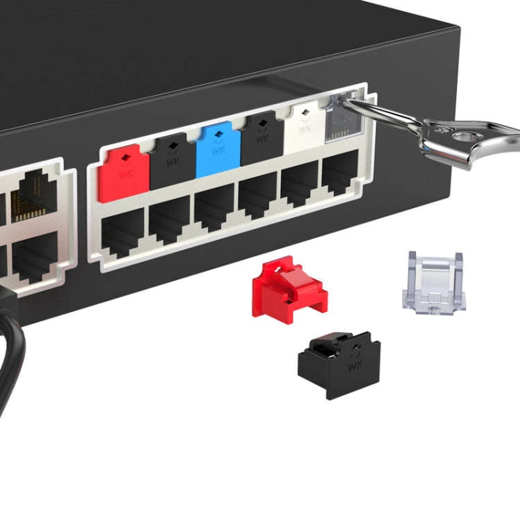 RJ45 Network Port Removable Safety Plug Dustproof Port Lock, Color: Black 2 Plug+1 Key Outer Cover