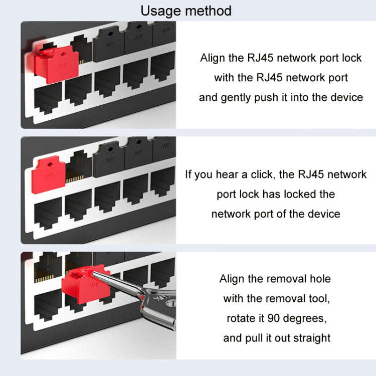 RJ45 Network Port Removable Safety Plug Dustproof Port Lock, Color: Black 2 Plug+1 Key Outer Cover