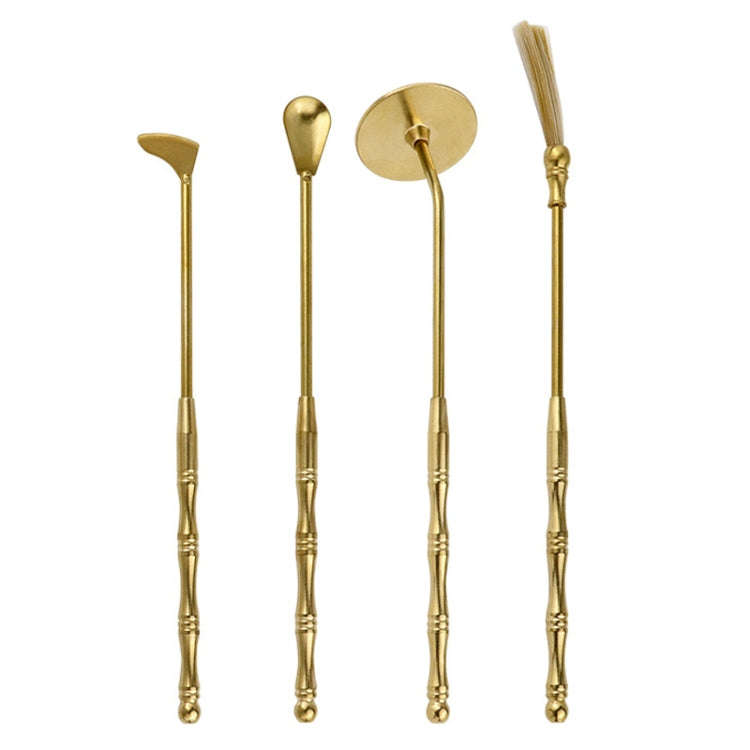 4pcs /Set Brass Incense Making Tools Sandalwood Scoop Shovel Sweeping Ash Pressed Aromatherapy Bu...