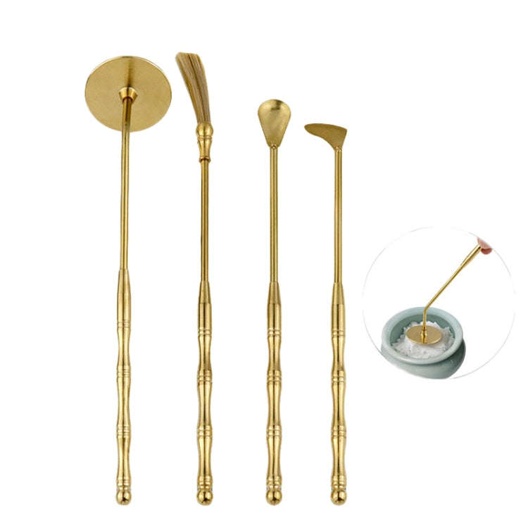4pcs /Set Brass Incense Making Tools Sandalwood Scoop Shovel Sweeping Ash Pressed Aromatherapy Bu...