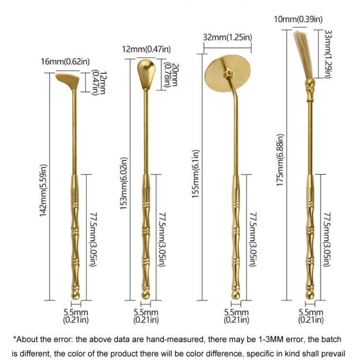 4pcs /Set Brass Incense Making Tools Sandalwood Scoop Shovel Sweeping Ash Pressed Aromatherapy Bu...
