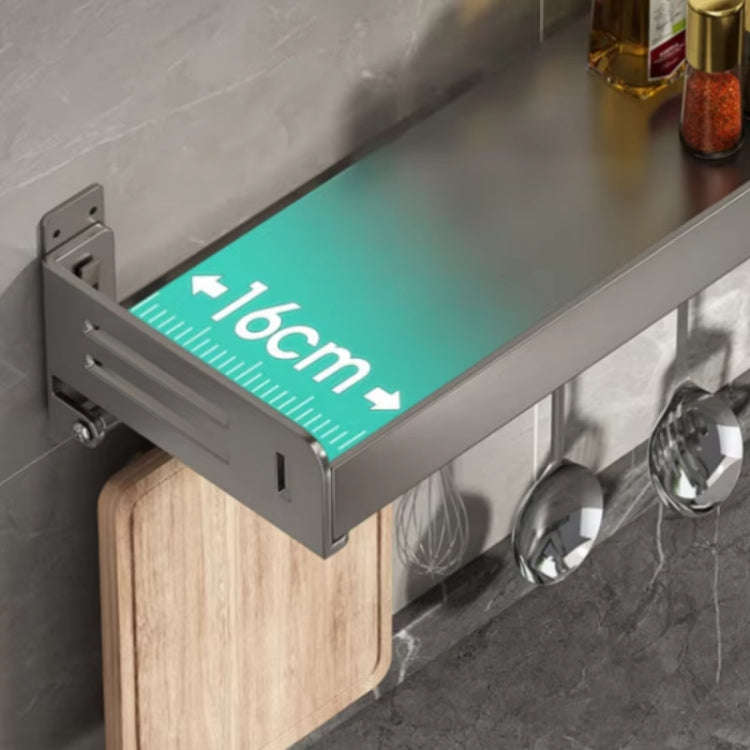 Wall Mounted Kitchen Spice Rack Carbon Steel Bathroom Storage Shelf Towel Rack 50cm With Hooks