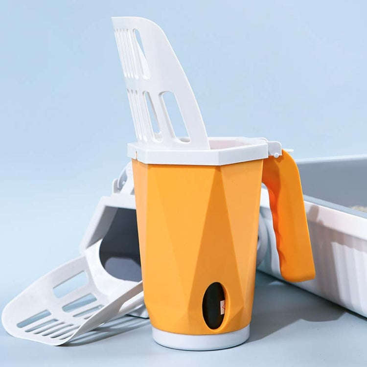 Pet Integrated Litter Shovel Bottom Removable Poop Scooping Bin(Red)
