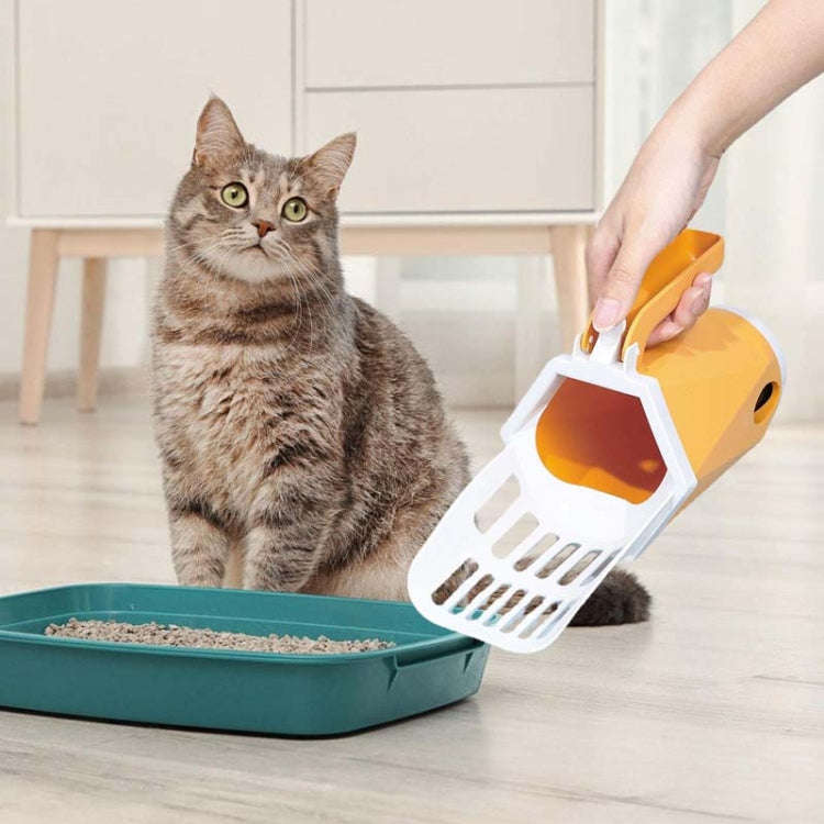 Pet Integrated Litter Shovel Bottom Removable Poop Scooping Bin(Red)