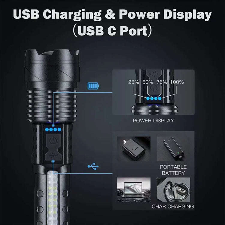 E-SMARTER A76 Telescopic Zoom COB Side Light Strong Light Torch, Style: P50 Bulb