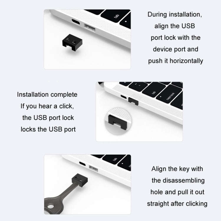 USB Removable Sealing Plug Ddustproof Hidden Anti-Theft Safety Lock(10 Plug+1 Key)