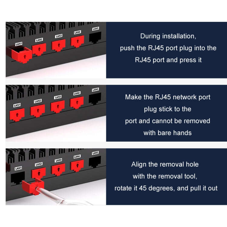 RJ45 Pport Anti-theft Lock Removable Dust Plug(Black 10 Plug+1 Key)