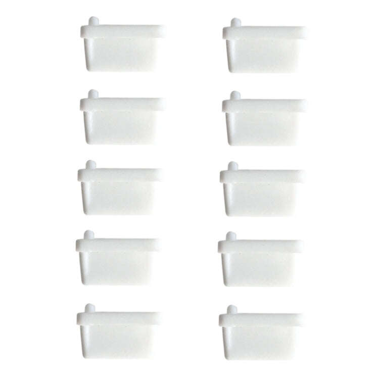 10pcs /Set USB 2.0 Female Port Dust Plug Charging Port Silicone Cover, Color: White