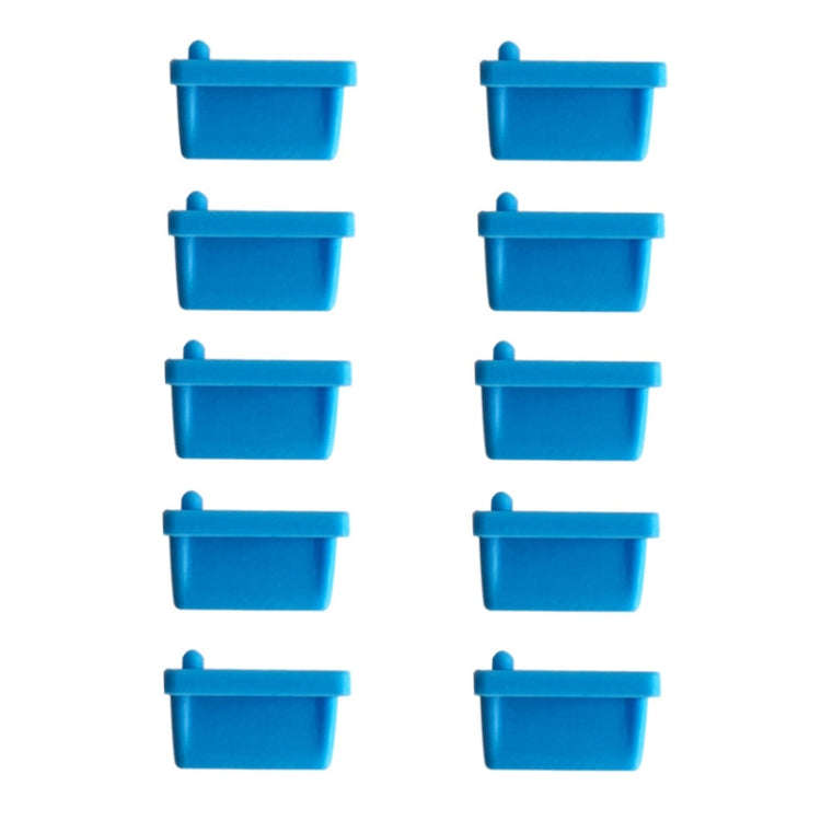 10pcs /Set USB 2.0 Female Port Dust Plug Charging Port Silicone Cover, Color: Blue
