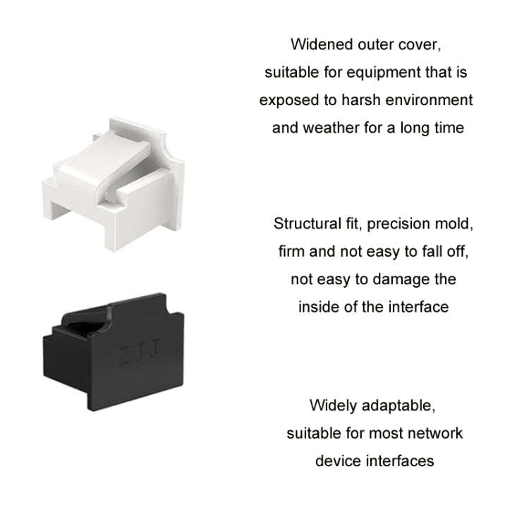 10pcs /Set RJ45 Network Port Dust Plug Router Network Cable Protection Cover(Black)