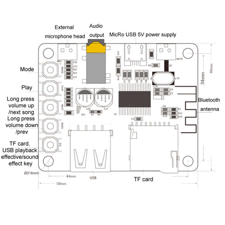 Bluetooth MP3 Decoder Module Audio Receiver Board Decoder Playback With USB TF Card Preamp Output