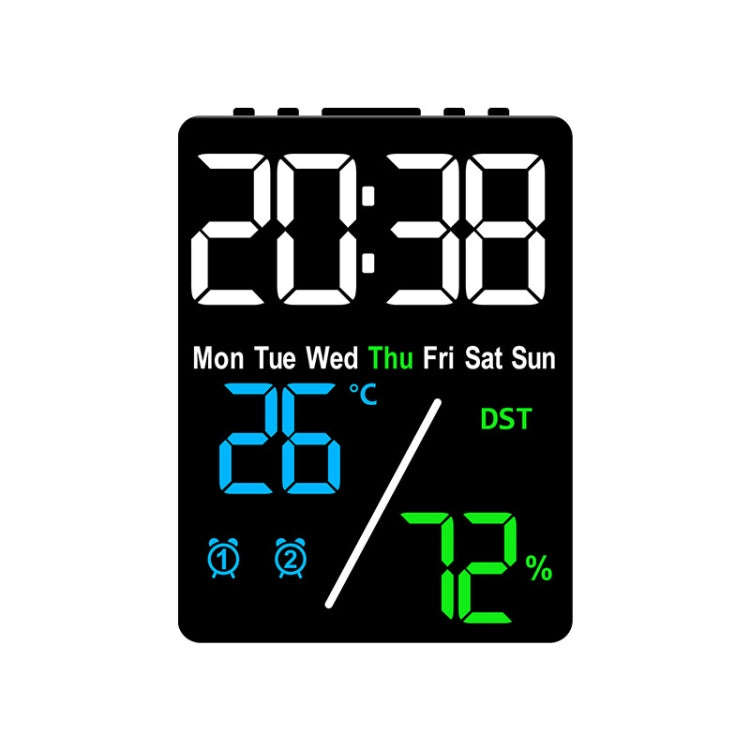 Multifunctional Temperature / Humidity Display Electronic Alarm Clock, Color: Three-color Black
