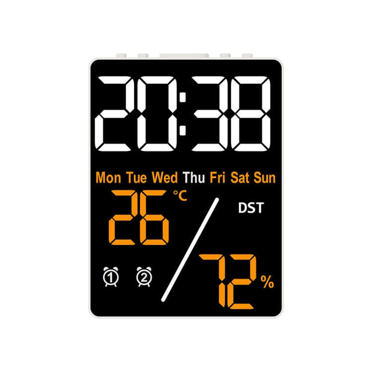Multifunctional Temperature / Humidity Display Electronic Alarm Clock, Color: Orange White