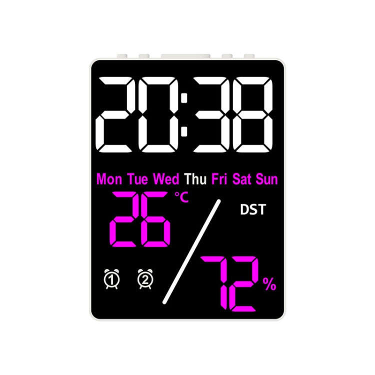 Multifunctional Temperature / Humidity Display Electronic Alarm Clock, Color: Rose Red White