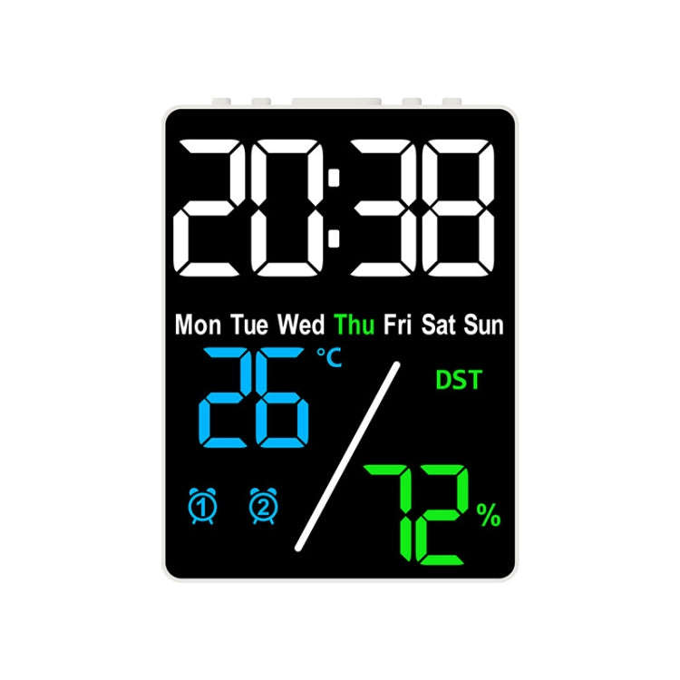 Multifunctional Temperature / Humidity Display Electronic Alarm Clock, Color: Three-color White