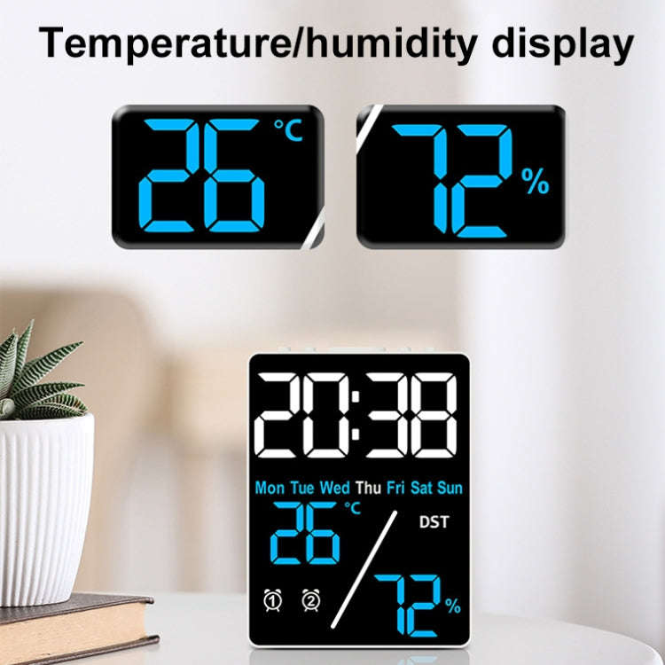 Multifunctional Temperature / Humidity Display Electronic Alarm Clock, Color: Blue White