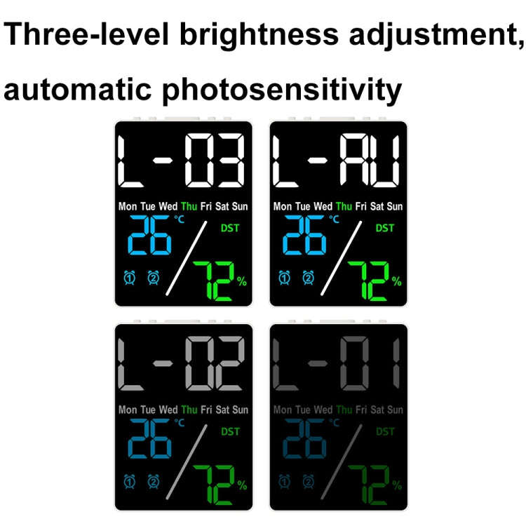 Multifunctional Temperature / Humidity Display Electronic Alarm Clock, Color: Three-color Black