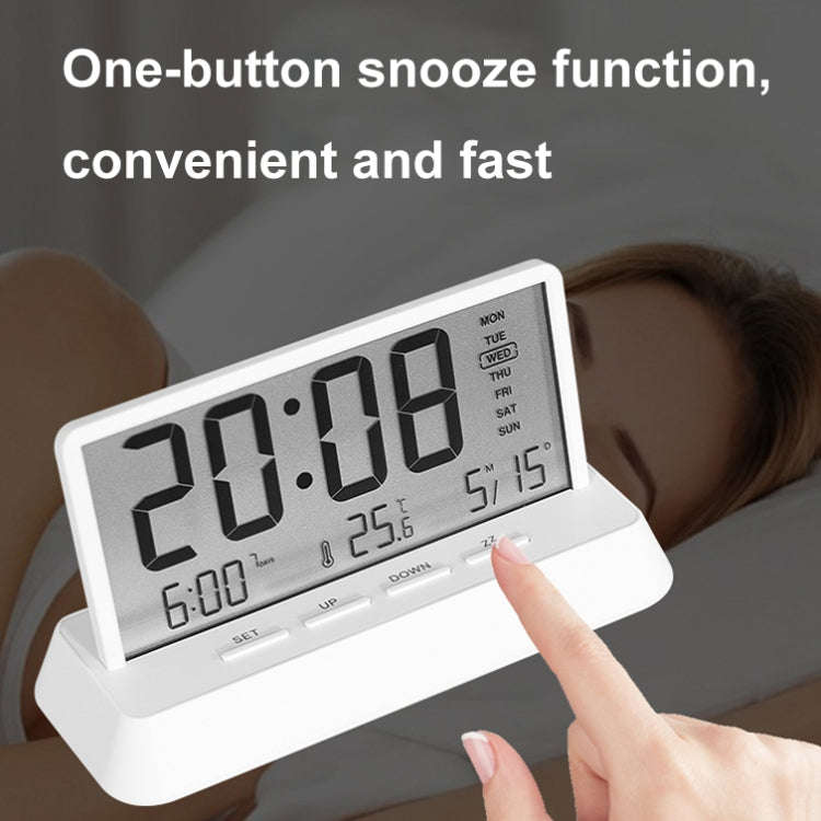 Multifunctional Temperature / Date Display Electronic Alarm Clock(White Opaque)