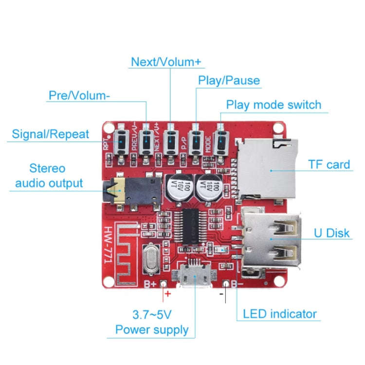 Bluetooth Decoder Board MP3 Lossless Car Speaker Amplifier Modification Bluetooth 4.1 Circuit Boa...